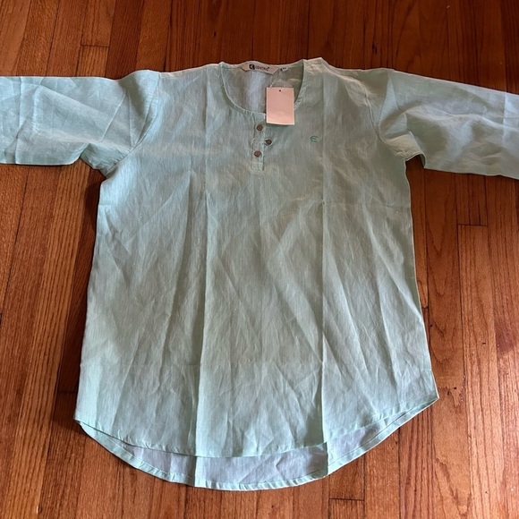 Ecentric Women Teal Green Solid Hemp High low Top Size XXl - Picture 2 of 9
